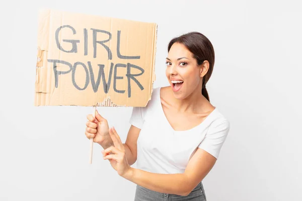 Young Hispanic Woman Girl Power Concept — Stock Photo, Image