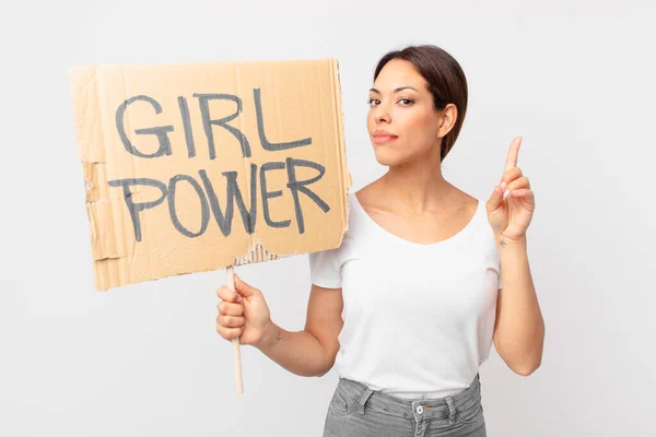 Young Hispanic Woman Girl Power Concept — Stock Photo, Image