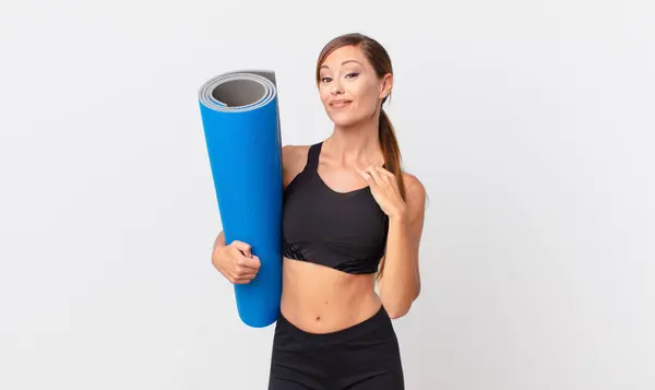Jolie Femme Air Arrogant Réussi Positif Fier Concept Yoga — Photo
