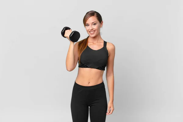 Young Pretty Woman Fitness Concept Lifting Dumbbell — Stock Photo, Image
