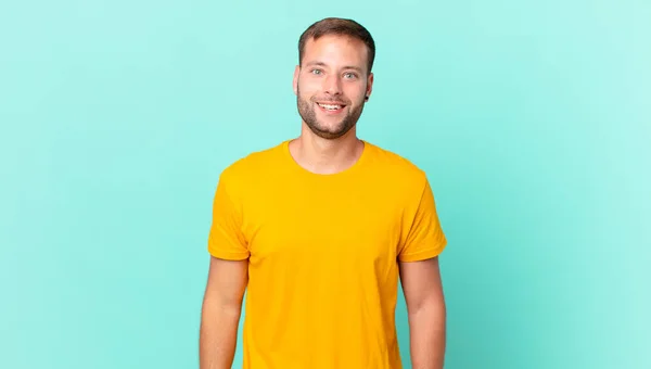 Handsome Blonde Man Looking Happy Pleasantly Surprised — Stockfoto