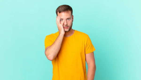 Handsome Blonde Man Feeling Bored Frustrated Sleepy Tiresome — Foto de Stock