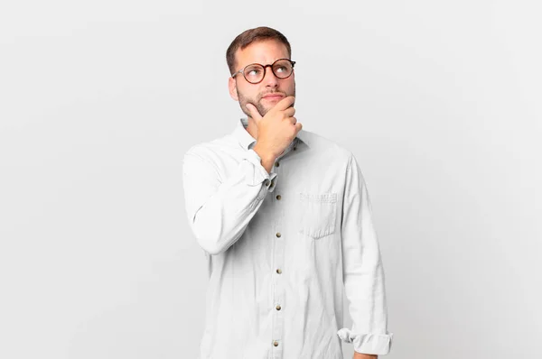 Handsome Blonde Man Thinking Feeling Doubtful Confused — Photo