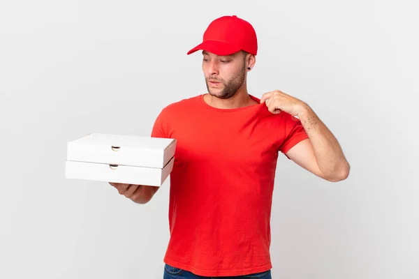 Pizza Deliver Man Feeling Stressed Anxious Tired Frustrated — Stok fotoğraf