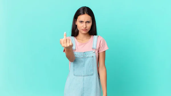 Hispanic Pretty Woman Feeling Angry Annoyed Rebellious Aggressive — Foto de Stock