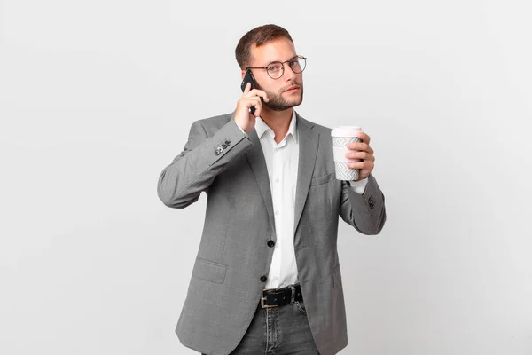 Hombre Negocios Guapo Usando Teléfono Inteligente — Foto de Stock