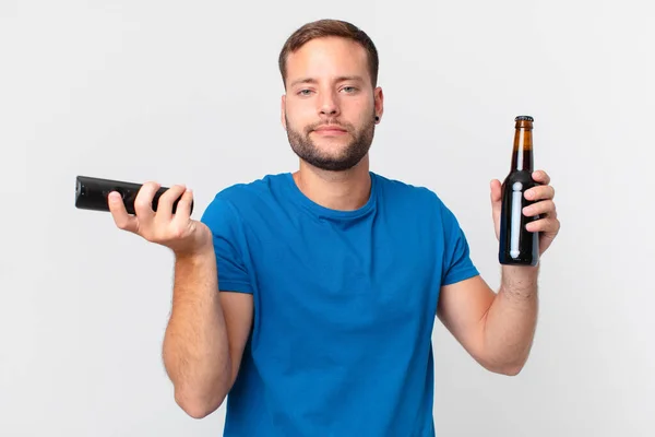 Handsome Man Watching Beer — Stock Photo, Image