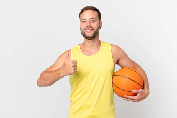 Handsome Man Basketball Ball — Stock Photo, Image