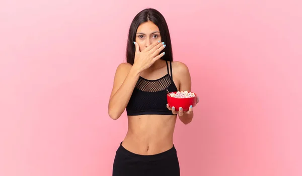 Pretty Hispanic Woman Diet Breakfast Bowl — Stock Photo, Image