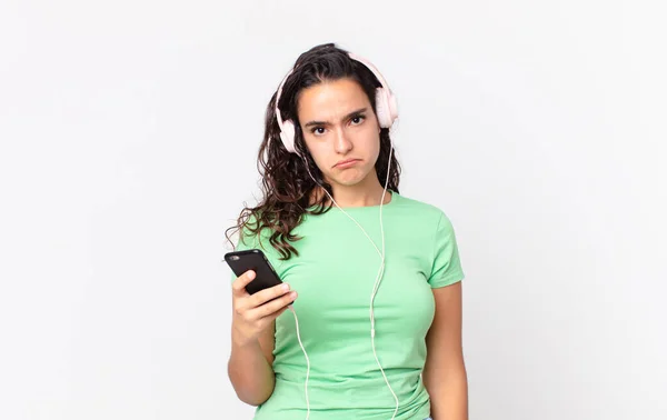 Bella Donna Ispanica Sentirsi Triste Piagnucoloso Con Uno Sguardo Infelice — Foto Stock