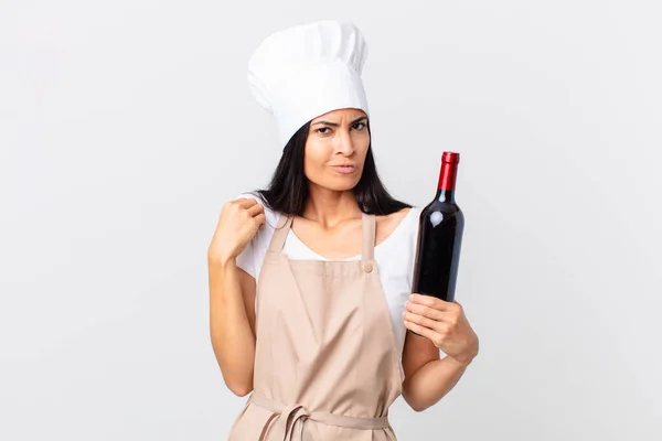 Mooie Spaanse Chef Kok Vrouw Zoek Arrogant Succesvol Positief Trots — Stockfoto