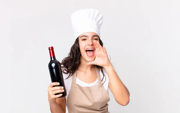 Hispanic Mooie Chef Kok Vrouw Zich Gelukkig Voelen Het Geven — Stockfoto