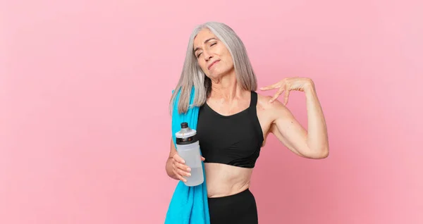 Mulher Cabelo Branco Meia Idade Sentindo Estressada Ansiosa Cansada Frustrada — Fotografia de Stock