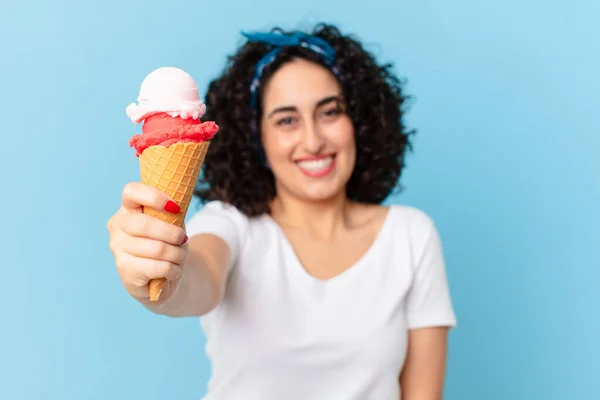 pretty arab woman with and ice cream