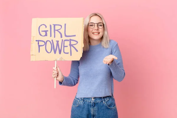 Blond Woman Girl Power Banner —  Fotos de Stock