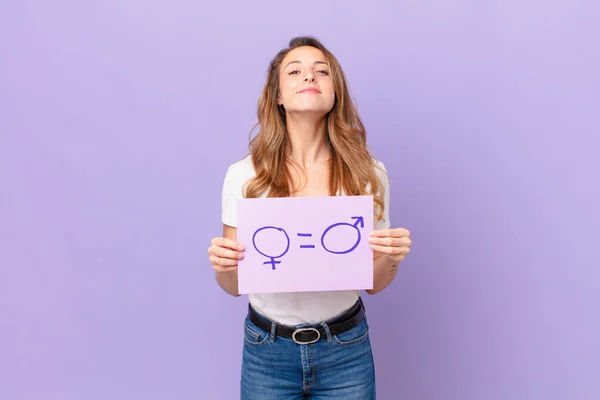 Uma Jovem Mulher Bonita Conceito Igualdade Género — Fotografia de Stock