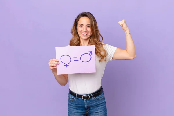 Uma Jovem Mulher Bonita Conceito Igualdade Género — Fotografia de Stock