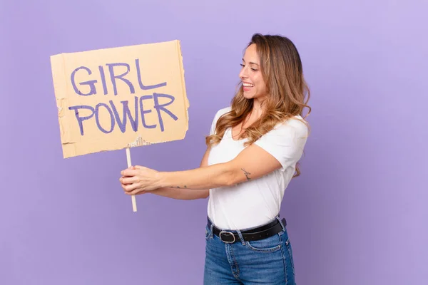 Junge Hübsche Frau Girl Power Konzept — Stockfoto