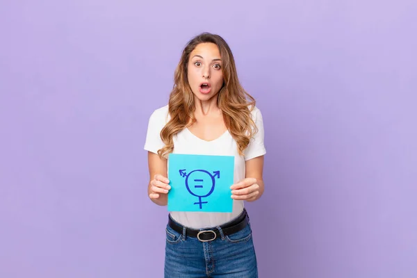 Jonge Mooie Vrouw Gendergelijkheidsconcept — Stockfoto