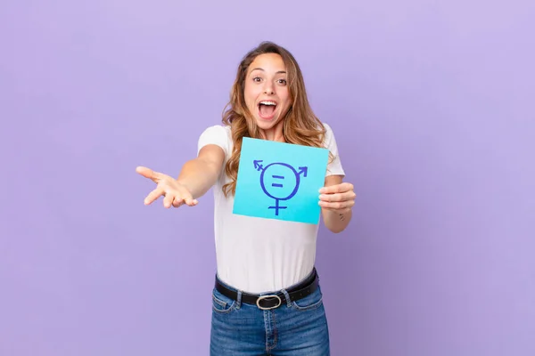 Jonge Mooie Vrouw Gendergelijkheidsconcept — Stockfoto