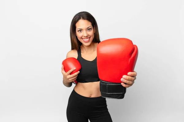 Concepto Fitness Mujer Hispana Joven Boxeo — Foto de Stock