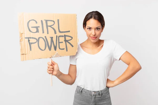 Young Hispanic Woman Girl Power Concept — Stock Photo, Image