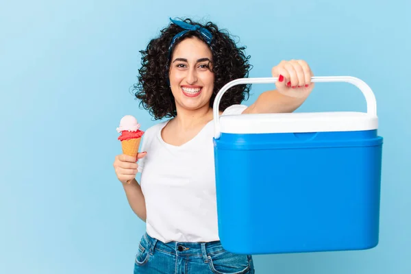 pretty arab woman with ice cream