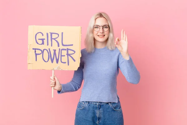 Blond Woman Girl Power Banner —  Fotos de Stock