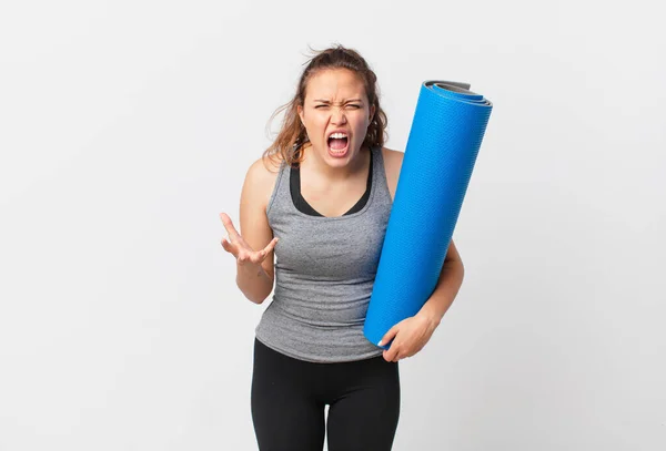 Jong Mooi Vrouw Zoek Boos Geïrriteerd Gefrustreerd Het Houden Van — Stockfoto