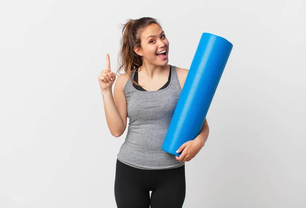 Jong Mooi Vrouw Gevoel Als Een Gelukkig Opgewonden Genie Het — Stockfoto