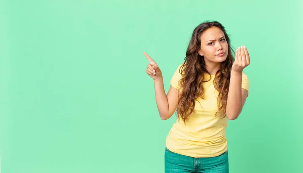 Junge Hübsche Frau Macht Capice Oder Geld Geste Sagt Dir — Stockfoto