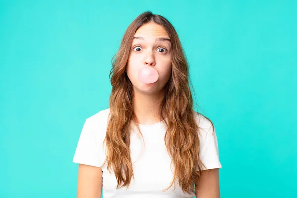 Young Pretty Student Gum Bubble — Foto Stock