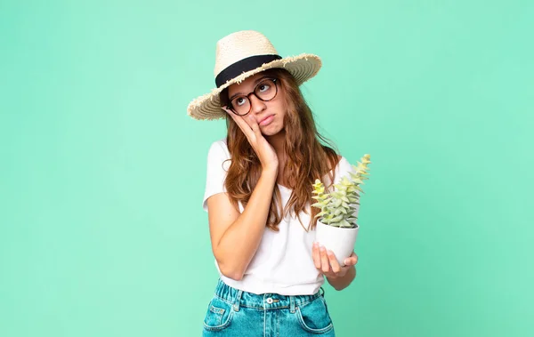 Jeune Jolie Femme Sentant Ennuyée Frustrée Endormie Après Fatigant Avec — Photo