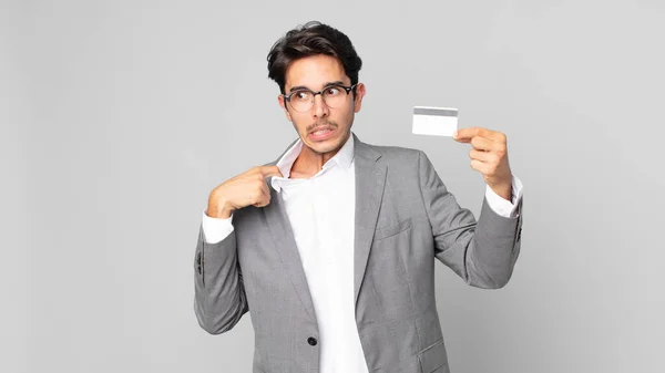 Jeune Homme Hispanique Sentant Stressé Anxieux Fatigué Frustré Tenant Une — Photo