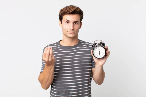 Jovem Homem Bonito Fazendo Capice Gesto Dinheiro Dizendo Lhe Para — Fotografia de Stock