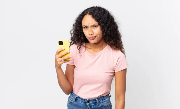 Mujer Bonita Hispana Sintiéndose Triste Molesta Enojada Mirando Hacia Lado — Foto de Stock