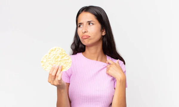 Jonge Spaanse Vrouw Die Zich Gestrest Angstig Moe Gefrustreerd Voelt — Stockfoto