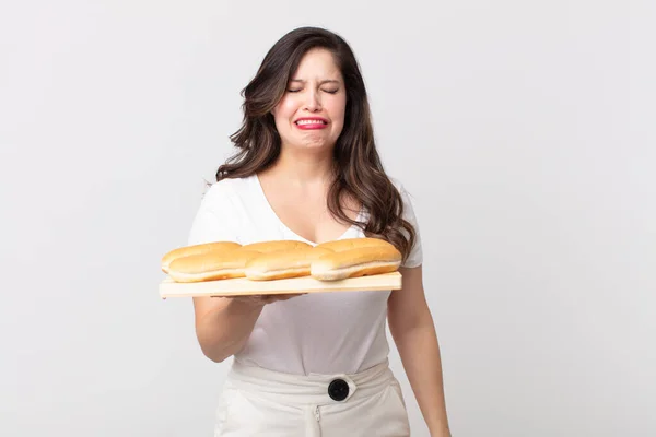 Mooie Vrouw Voelt Zich Verdrietig Zeurderig Met Een Ongelukkige Blik — Stockfoto