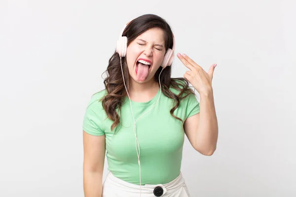 Pretty Woman Looking Unhappy Stressed Suicide Gesture Making Gun Sign — Stock Photo, Image