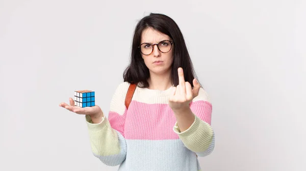 Vacker Kvinna Känner Sig Arg Irriterad Upprorisk Och Aggressiv Och — Stockfoto