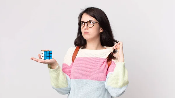 Vacker Kvinna Känner Sig Stressad Orolig Trött Och Frustrerad Och — Stockfoto