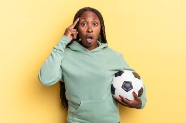 Şaşırmış, ağzı açık, şok olmuş, yeni bir düşünce, fikir ya da konseptin farkına varıyor. futbol kavramı