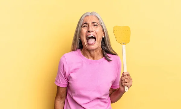 Gritando Agressivamente Parecendo Muito Irritado Frustrado Indignado Irritado Gritando Não — Fotografia de Stock