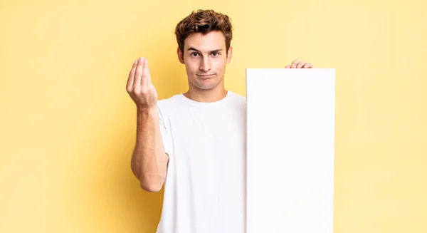 Het Maken Van Capice Geld Gebaar Vertellen Schulden Betalen Leeg — Stockfoto