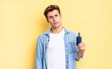 feeling puzzled and confused, with a dumb, stunned expression looking at something unexpected. vaporizer concept