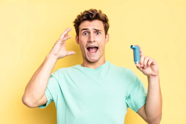 Screaming Hands Air Feeling Furious Frustrated Stressed Upset Asthma Concept — Stock Photo, Image