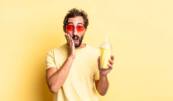 Expressive Crazy Man Feeling Shocked Scared — Stock Photo, Image