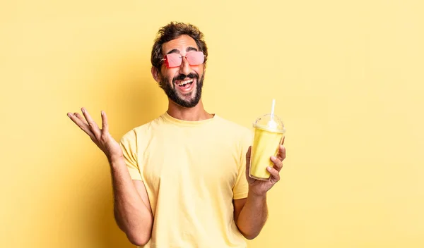 Expressive Crazy Man Feeling Happy Surprised Realizing Solution Idea — Stock Photo, Image