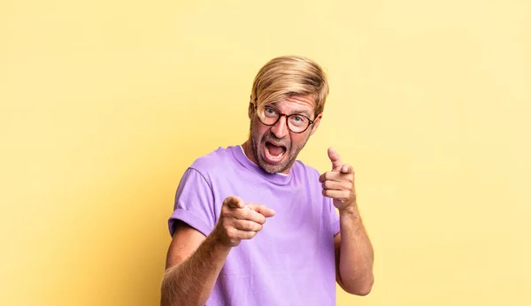 Handsome Blond Adult Man Feeling Happy Cool Satisfied Relaxed Successful — Stock Photo, Image