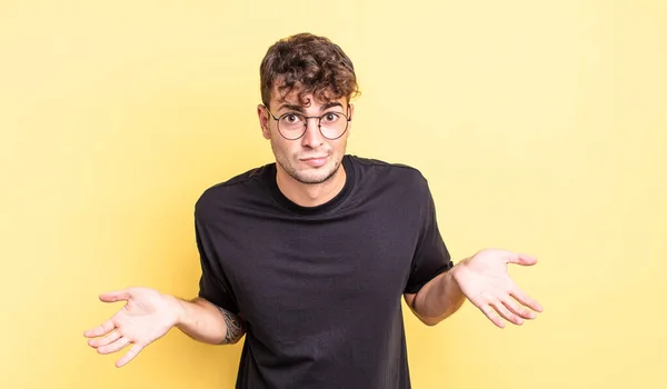 Young Handsome Man Feeling Clueless Confused Having Idea Absolutely Puzzled — Stock Photo, Image